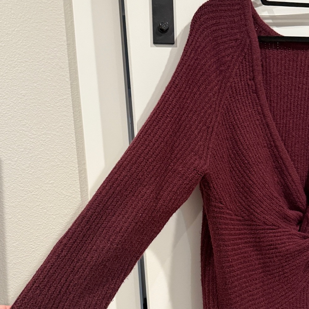 Aerie Backless Burgundy Sweater Dress - Picture 4 of 5